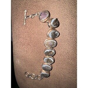 Vintage Sterling Silver Purple Druzy Bracelet